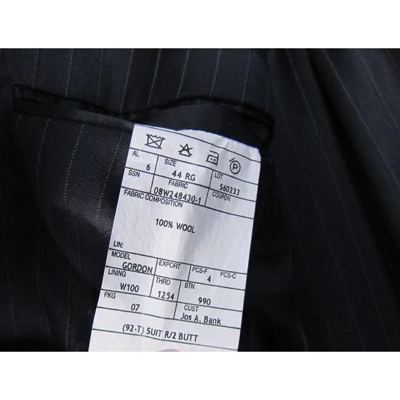 Jos A Bank 44R 39x30 Black Check Gordon 100% Wool Mens Jacket Pants Suit - Picture 7 of 16